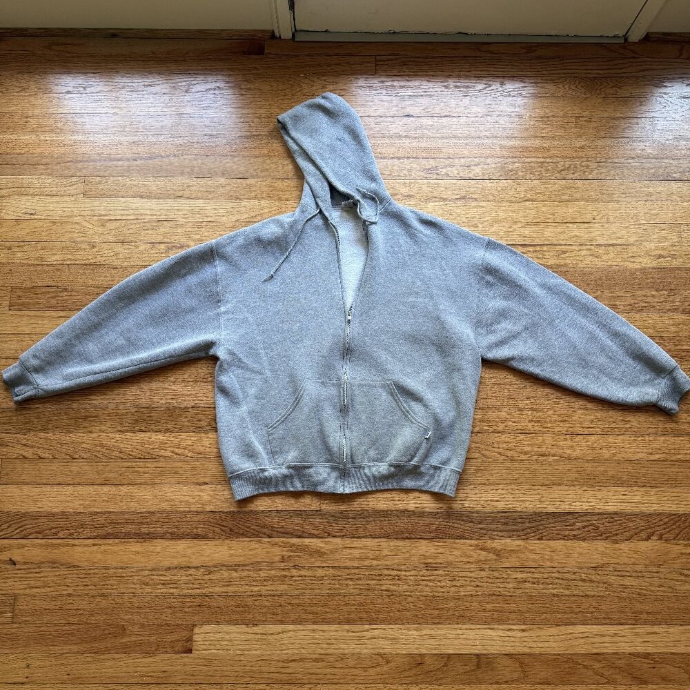 Vintage Russell Athletic Zip Up Hoodie Gray Pullover Size XL Baggy
